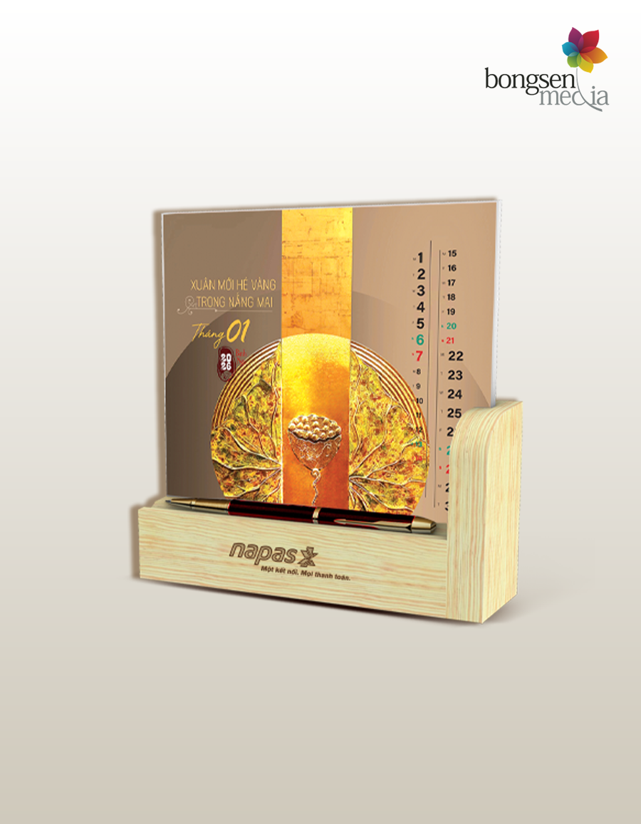 ĐẾ LỊCH BÀN GỖ 2026 ĐẶC BIỆT 01B