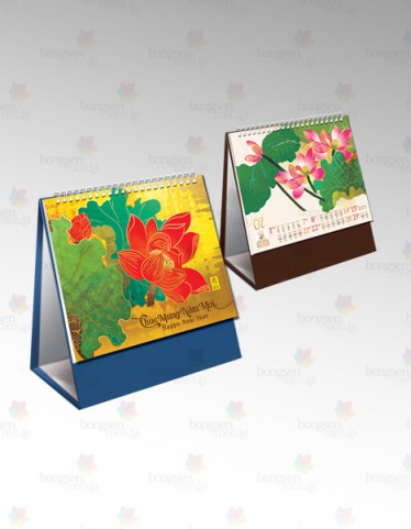 Lịch bàn gấp 2 - Nghệ thuật trong Sơn mài Sen